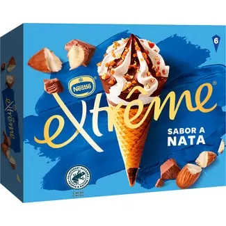 Cono de helado sabor nata y almendra caramelizada 6 unidades EXTREME