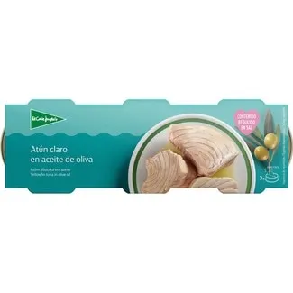 Atún claro en aceite de oliva con bajo contenido en sal pack 3 EL CORTE INGLES