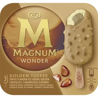 Magnum wonder helado de nata con datil y almendras caramelizadas 3 unidades estuche 270 ml