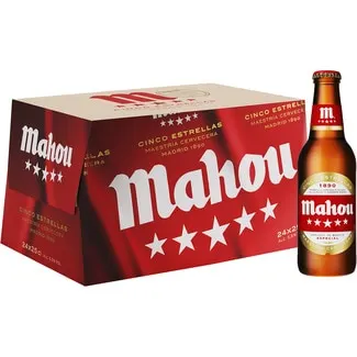 Cerveza rubia especial pack 24 MAHOU 5 ESTRELLAS