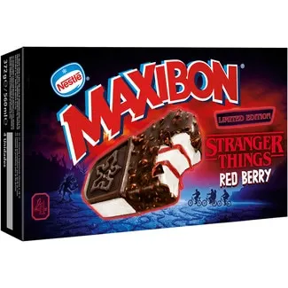 Helado sándwich Red Berry Stranger Thins 4 unidades Edición Limitada NESTLE MAXIBON