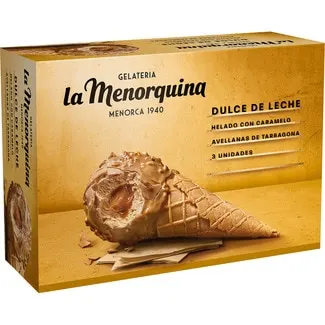 Helado de dulce de leche con caramelo y avellanas de Tarragona 3 unidades MENORQUINA
