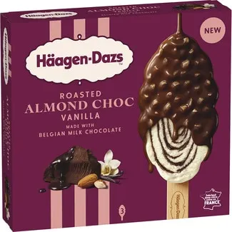 Helado Roasted Almond Choc vainilla 3 unidades HAAGEN-DAZS